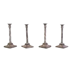 18th Century English George III Old Sheffield Silver on Copper Candlesticks - Set of 4