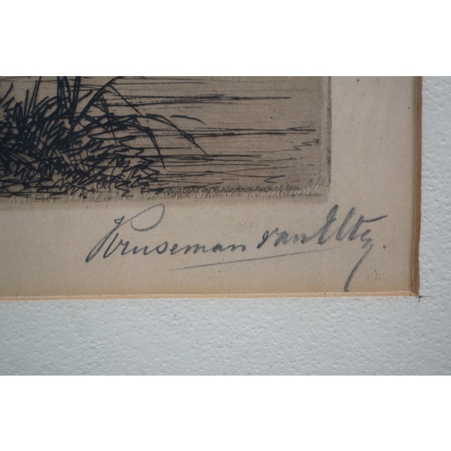 Black Antique Hendrik Dirk Kruseman Van Elten Signed Tree Pond Landscape Etching 25" For Sale - Image 8 of 11