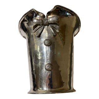 Vintage Jean Goardere Hammered Pewter Champagne Cooler or Ice Bucket For Sale