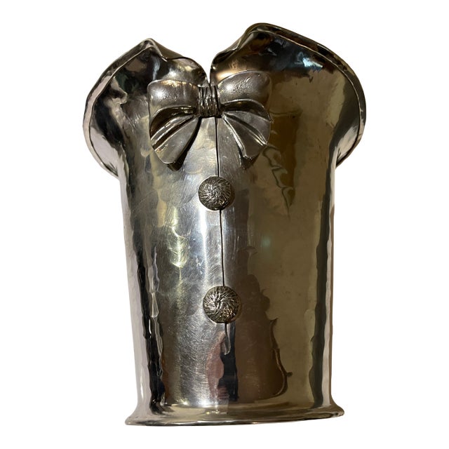Vintage Jean Goardere Hammered Pewter Champagne Cooler or Ice Bucket For Sale