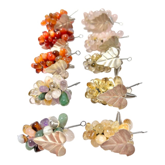 1970s Stone Grape Cluster Place Card Holders - Set of 10 For Sale