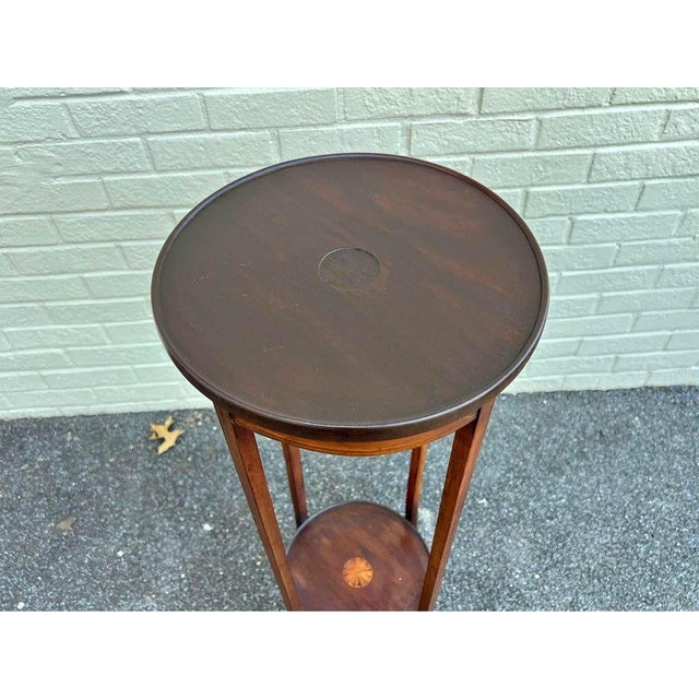 Antique 19th Century Edwardian Sheraton Mahogany Inlaid Plant Stand For Sale - Image 4 of 10