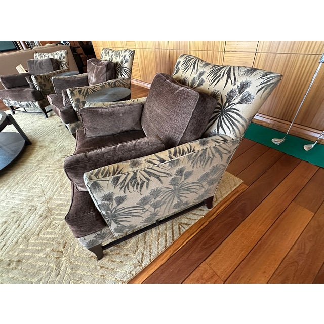 Italian Donghia Upholstered Lounge Chair – Tropical Patterned Exterior & Solid Interior For Sale - Image 3 of 10
