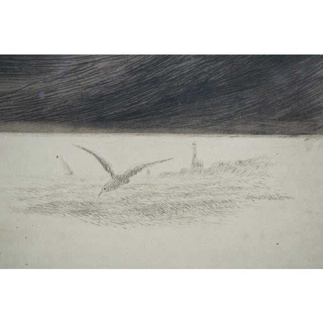 Black Antique Otis S Weber Signed Nautical Maritime Choppy Seas Clipper Ship Etching For Sale - Image 8 of 11