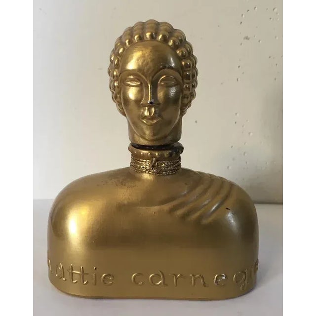 Glass Hattie Carnegie Art Deco Figural Glass Perfume Bottle with Gold Finish For Sale - Image 7 of 8