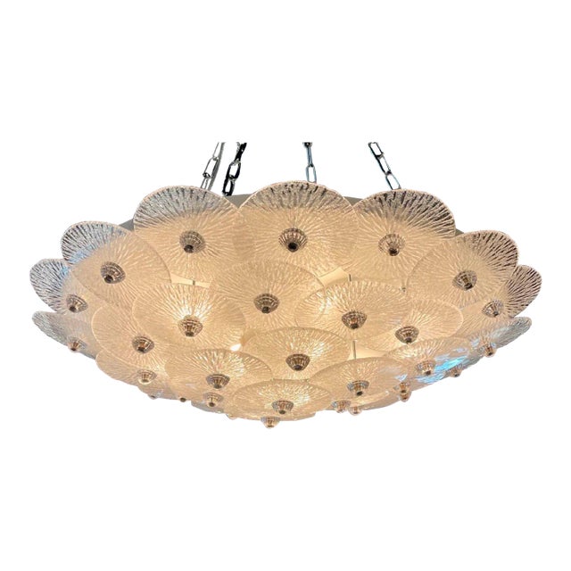 Modern Murano Glass Multi Disc Flush Mount Chandelier For Sale