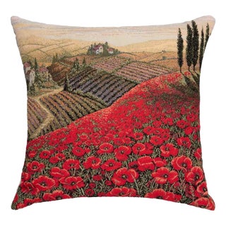 Poppyfields of Tuscany Cushion with Filler by Hines of Oxford For Sale