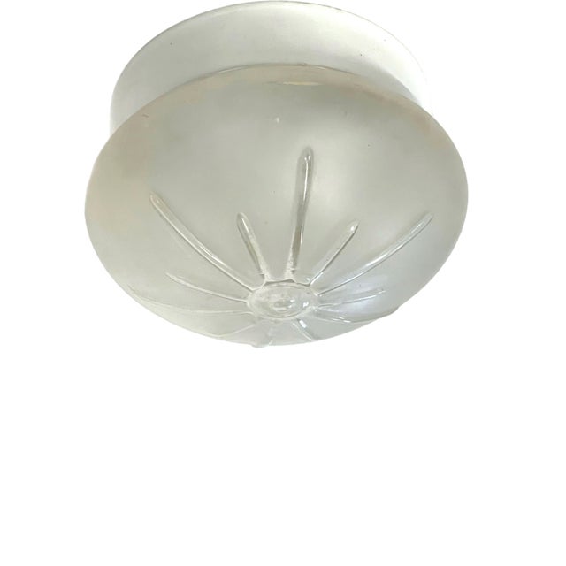 Atomic 1950s era starburst glass ceiling fixture ~ flush mount. 7(1/2)" width ~ 3(1/2)" height and 5(3/4)" fitter. A clear...