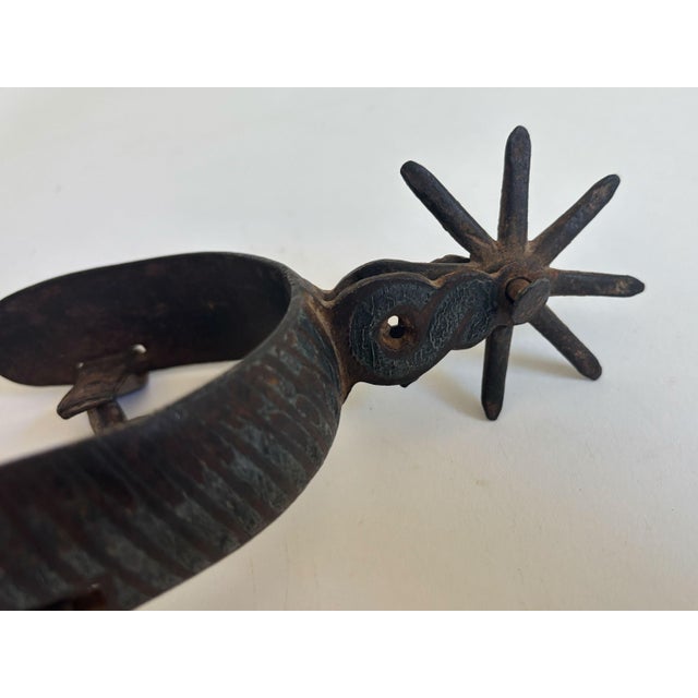 Metal Antique Charro Cowboy Spur, Single For Sale - Image 7 of 9