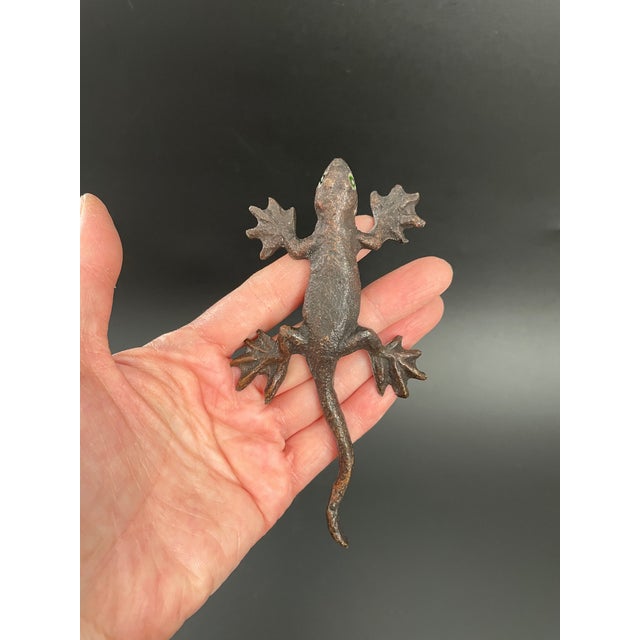 Vintage Rustic Brass Lizard Gecko Cabinet Knobs Drawer Pulls - Set of 3 For Sale In Las Vegas - Image 6 of 15