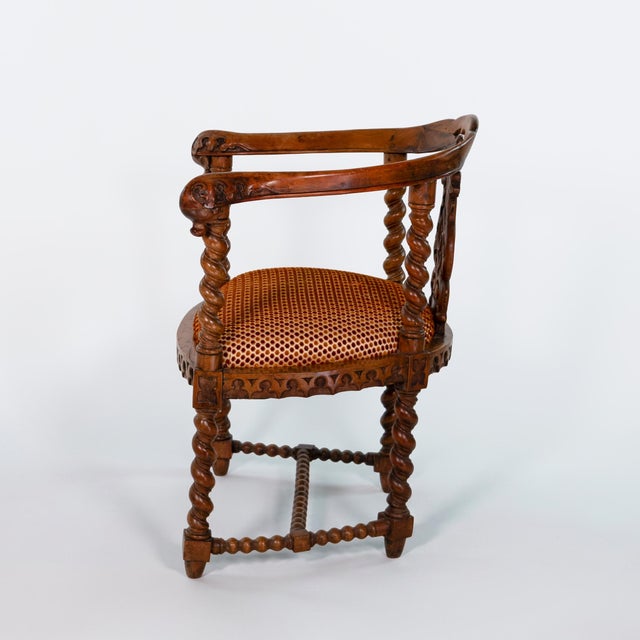 Gothic Gothic Revival Yew Tub Chair With Barley‑Twist Supports, Circa 1880 For Sale - Image 3 of 18