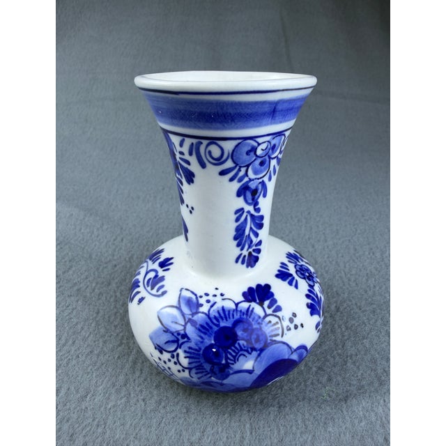 Late 20th Century Vintage Hand-Painted Delft Blue Bud Vase, Windmill Motif, Pattern 528 For Sale - Image 5 of 18