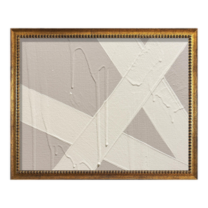 Ron Giusti Mini Abstract Taupe Cream Acrylic Painting