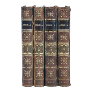 Mid 18th Century Amelia by Henry Fielding Leather Books - Set of 4