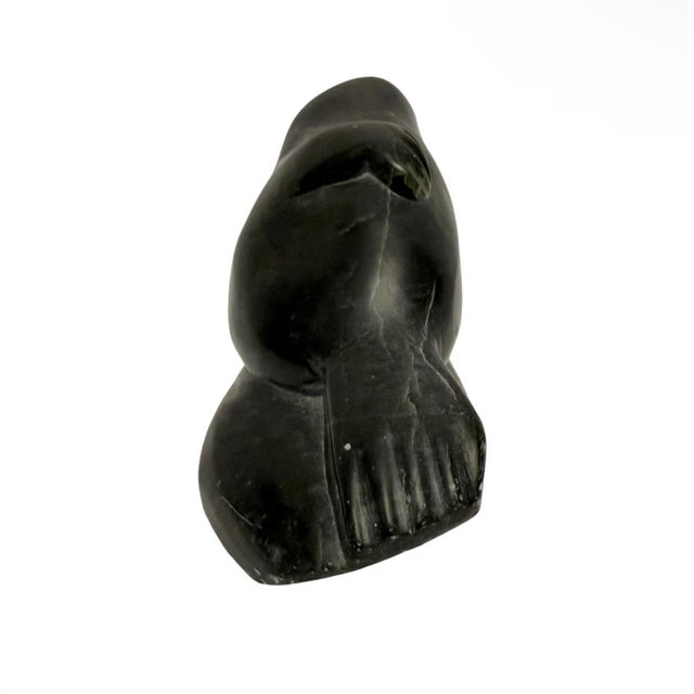 Traditional Vintage Canadian Eskimo Art Hand Carved Soapstone Seal Sculpture Numbered. For Sale - Image 3 of 7