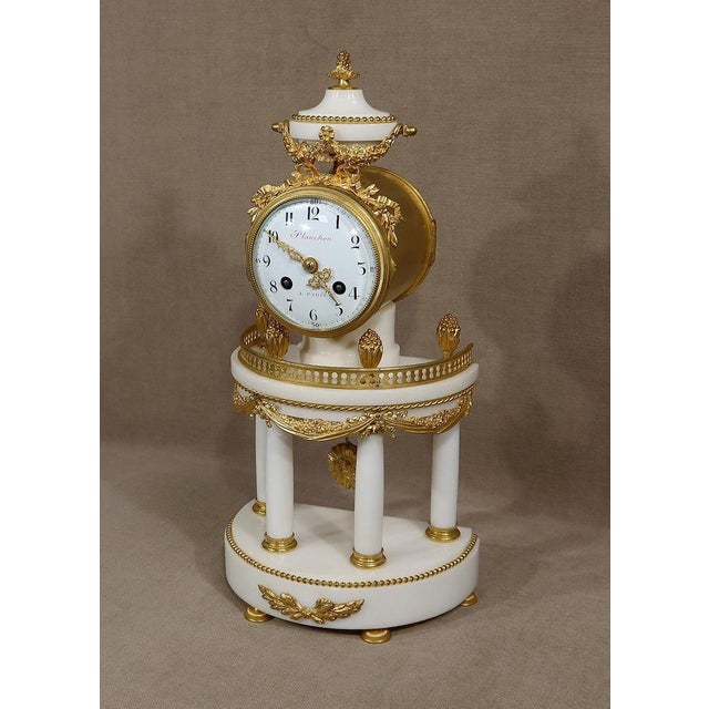 Louis XVI Style Marble and Gilded Bronze Pendulum from Maison Planchon, 19th Century For Sale - Image 3 of 18