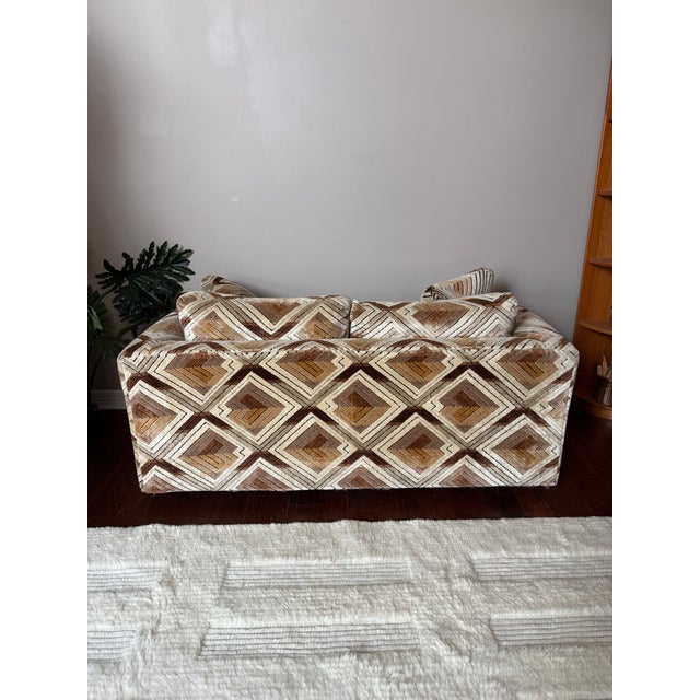 Vintage 1970s Groovy Loveseat Sofa With Jack Lenor Larson Fabric For Sale - Image 12 of 12