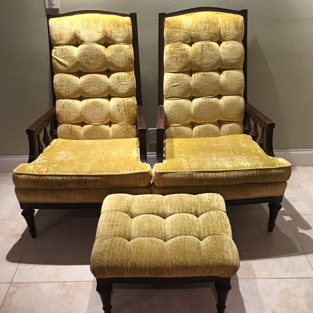 Mid Century Modern Retro Yellow Tufted Velvet Chairs ...