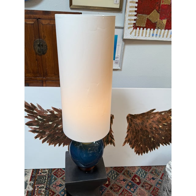West Elm Ceramic Table Lamp With Elongated Lamp Shade For Sale In San Francisco - Image 6 of 12