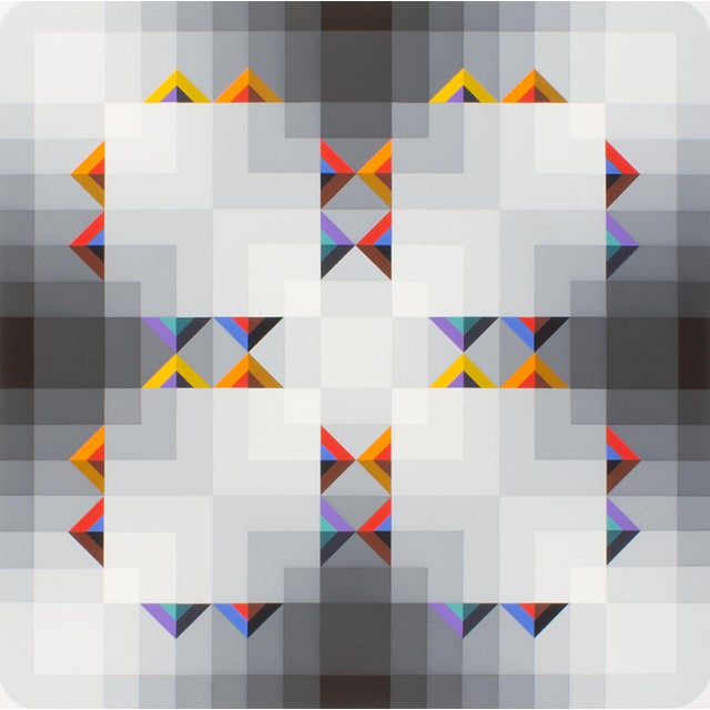 An Op Art serigraph print, titled "Prizma I," by the Croatian-American Marko Spalatin (born 1945). This print depicts a...