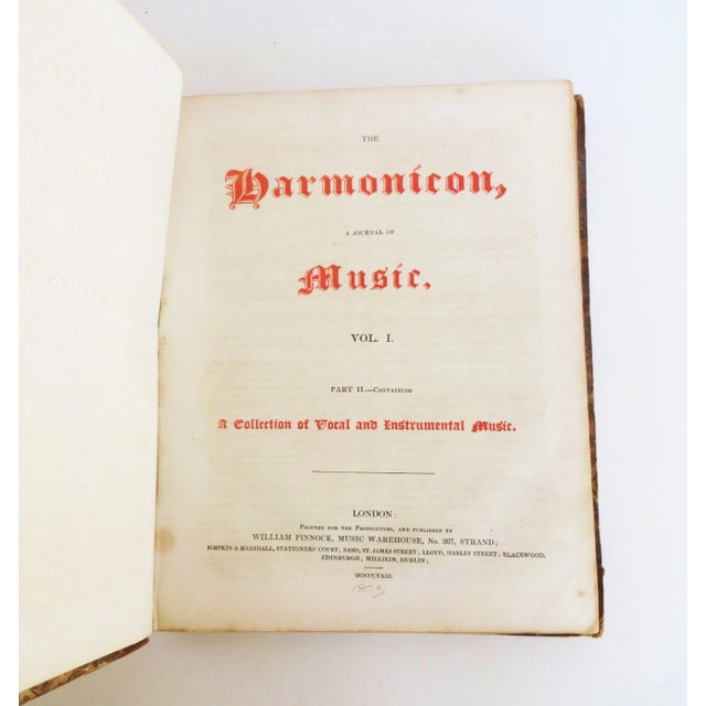 Traditional Vintage 1823 Harmonicon - Leather and Marbled Board Bound Collection of Music for Piano Solo and Voice With Piano Accompaniment For Sale - Image 3 of 10