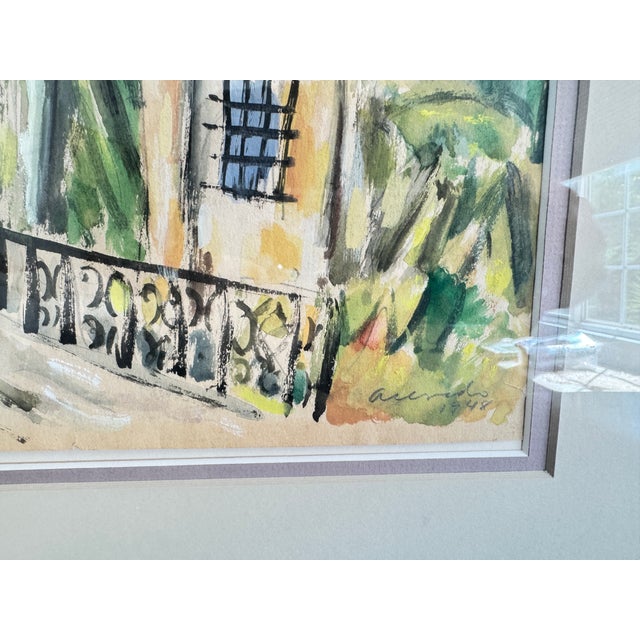Contemporary Signed by Guillermo Acevedo, C1948 Framed With Matting,. Pristine Early Peruvian Painting For Sale - Image 3 of 8