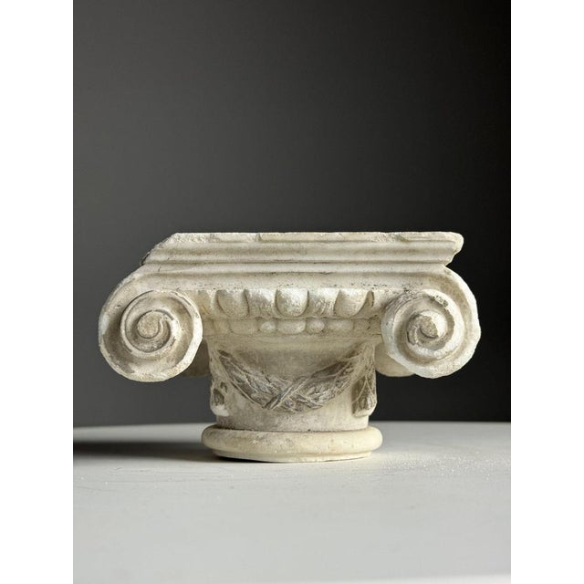Ionic Hand Carved Marble Capital For Sale - Image 3 of 12