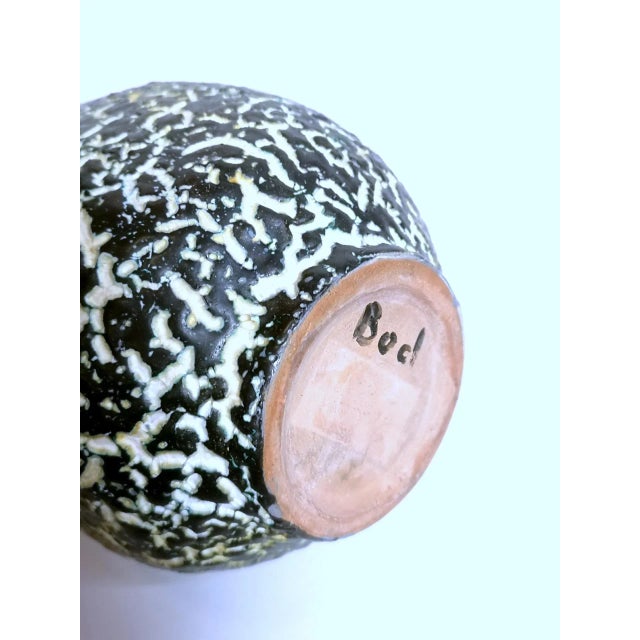 Charcoal Ceramic Table Vase with Cracked Pattern, 1970s For Sale - Image 6 of 11