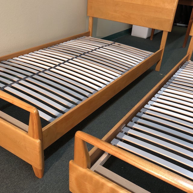 1960s MidCentury Modern HeywoodWakefield Maple Twin Beds a Pair