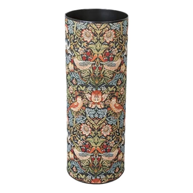 Strawberry Thief Charcoal Tapestry Umbrella Stand For Sale