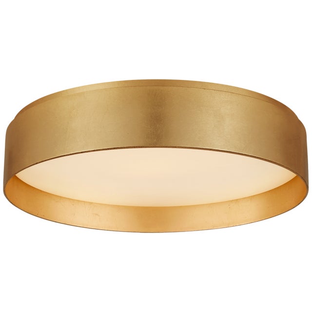 Shaw Large Flush in Gild with White Glass Designer: Canopy: 16.25" Round Mounting: Flush Shade Detail: White Glass Socket:...