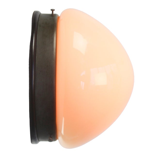 Industrial wall / ceiling lamp. Bakelite base, grey metal side with beige opaline glass. E27 / E26 Up to 250V (Europe/UK...