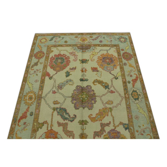 Turkish Modern Turkish Oushak Rug 5'1" x 6'11" For Sale - Image 3 of 6