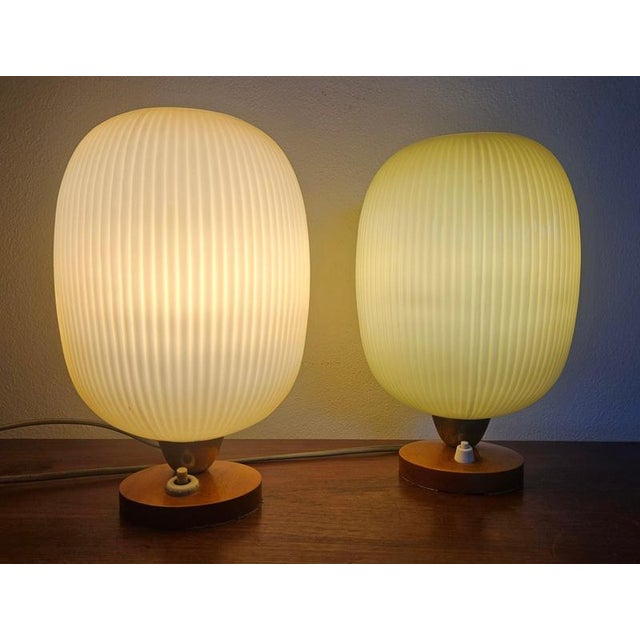 Table Lamps in Glass and Wood, 1960s, Set of 2 For Sale - Image 9 of 15