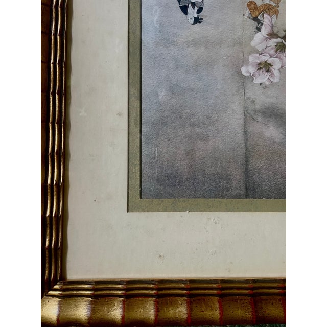 Light Yellow 1980s Framed Chinoiserie Art Print For Sale - Image 8 of 8