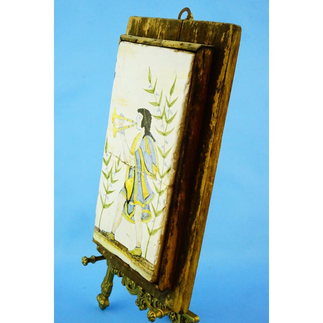20th Century, Archaic Ceramic Tile Plaque with Wooden Support, Viterbo Tuscia Italy., 1920s, Ceramic For Sale - Image 6 of 18