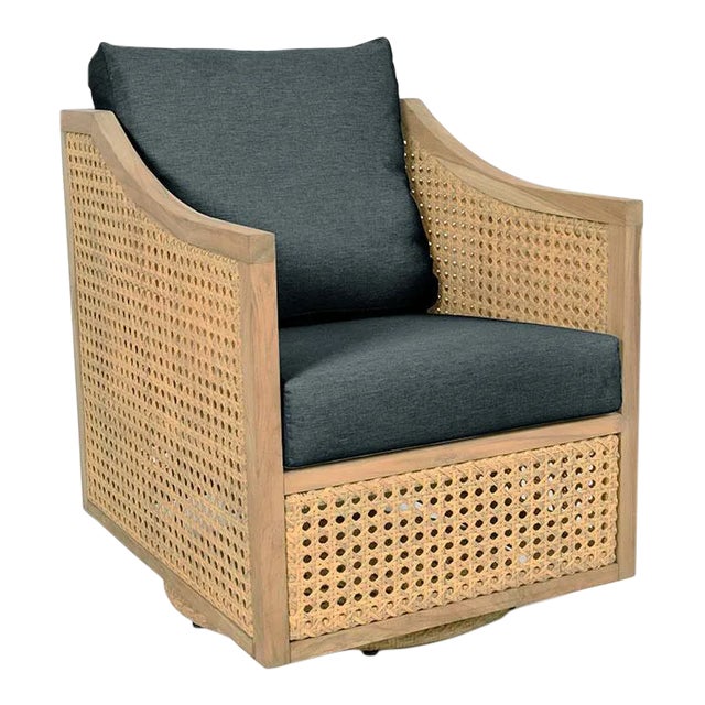 Jupiter Swivel Chair, Natural Teak Finish Chairish