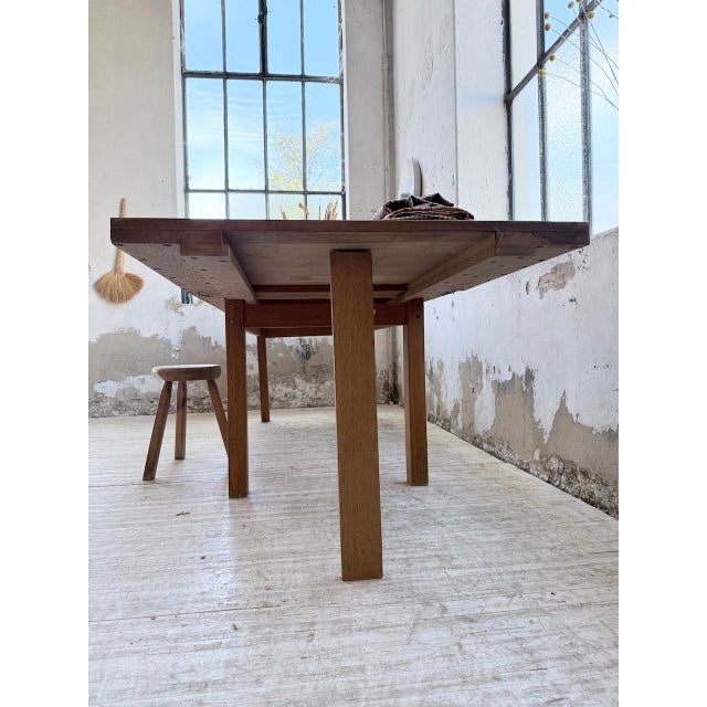Golden Oak Farmhouse Table with Extension, 1960s For Sale - Image 14 of 18