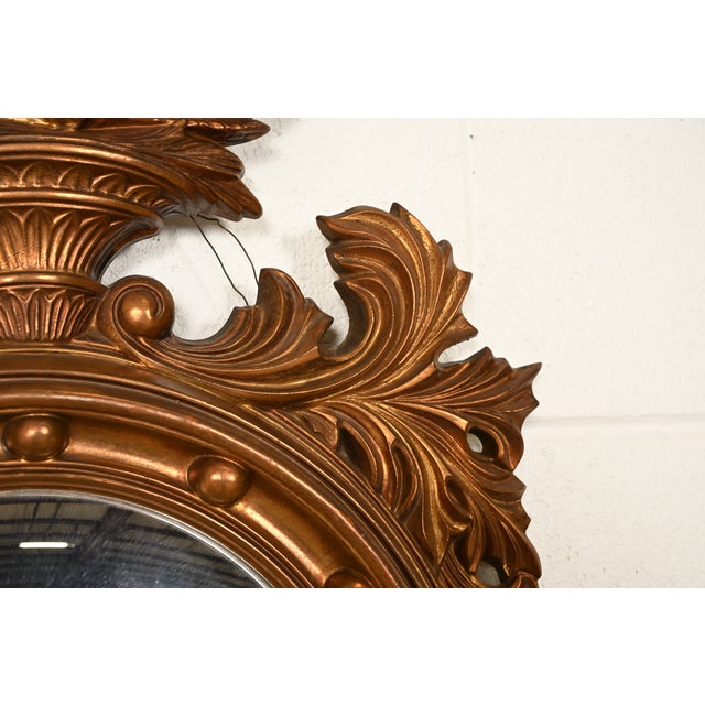 American Federal Gold Gilt Convex Bullseye Eagle Wall Mirror For Sale In South Bend - Image 6 of 11