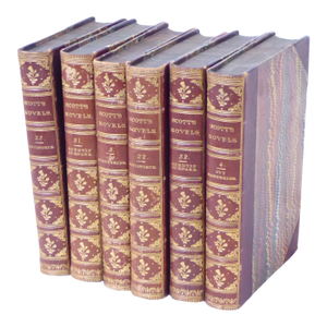 Antique Collection of Leatherbound Works by Scott - Set 6