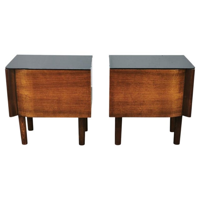 Art Deco Nightstands with Black Opaxit Glass, Czechoslovakia, 1940s, Set of 2 For Sale - Image 15 of 15