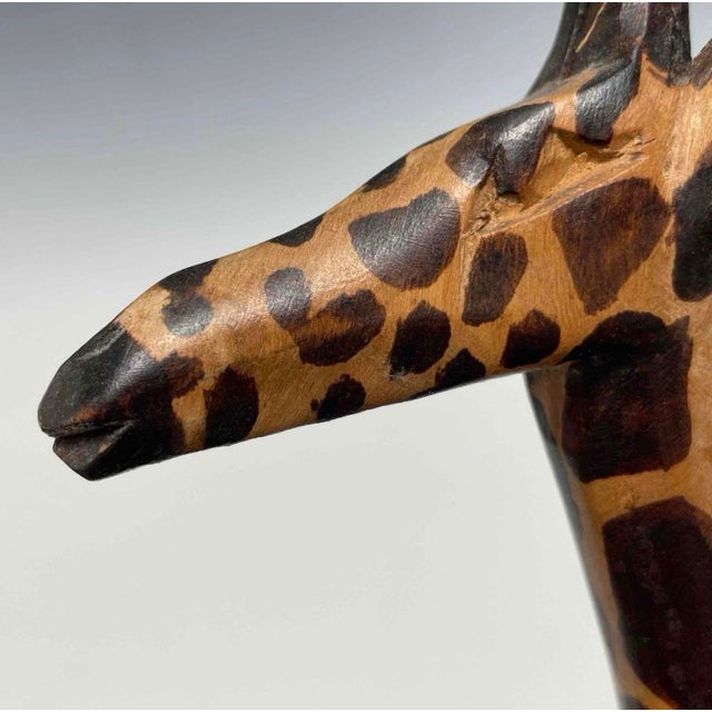 Mid 20th Century Hand-Carved Hardwood Giraffe Sculpture, African Folk Art For Sale - Image 9 of 9
