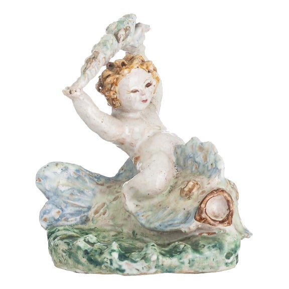 Earthenware Boy with Fish by Maria Luisa Fragoso For Sale