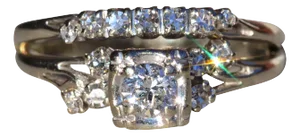 The Etlan: Ladies 14K White Gold Engagement Ring with Attached Diamond Wedding Band
