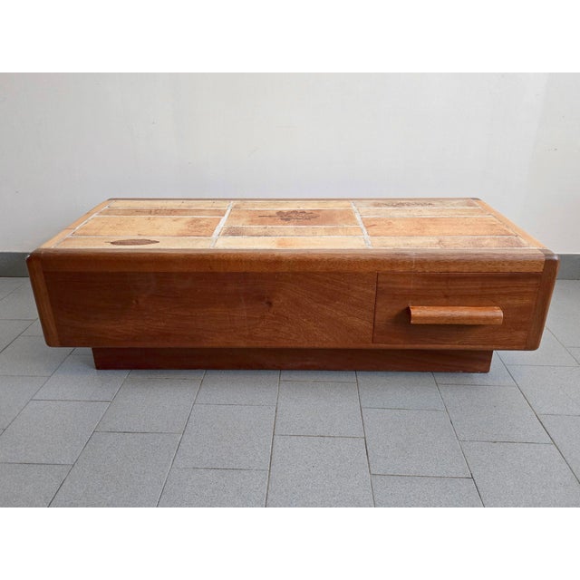 Vintage 3-Drawers Coffee Table in Oak & Ceramic, 1970s For Sale - Image 10 of 18
