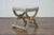 French Empire Style Curule Stool with Gilded Accents and Linen Upholstery For Sale - Image 11 of 12