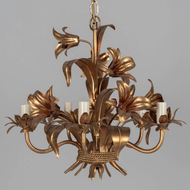 Italian Gilt Tôle Chandelier For Sale In Orlando - Image 6 of 11