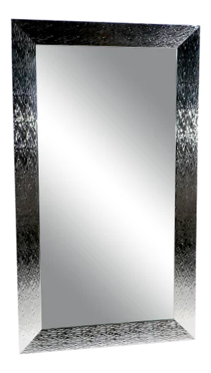 Post Modern Silver Mylar Faux Bark Surface Framed Mirror