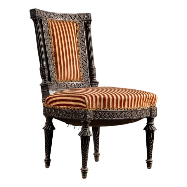 Late 19th Century Renaissance Revival Ebonized Carved Side Chair For Sale