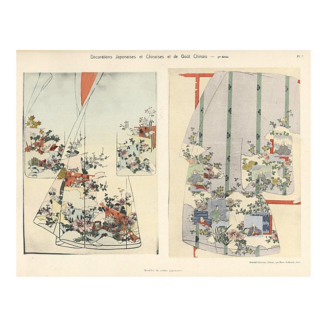 1920 RARE-Antique Japanese and Chinese Decorative Design Lithograph For Sale